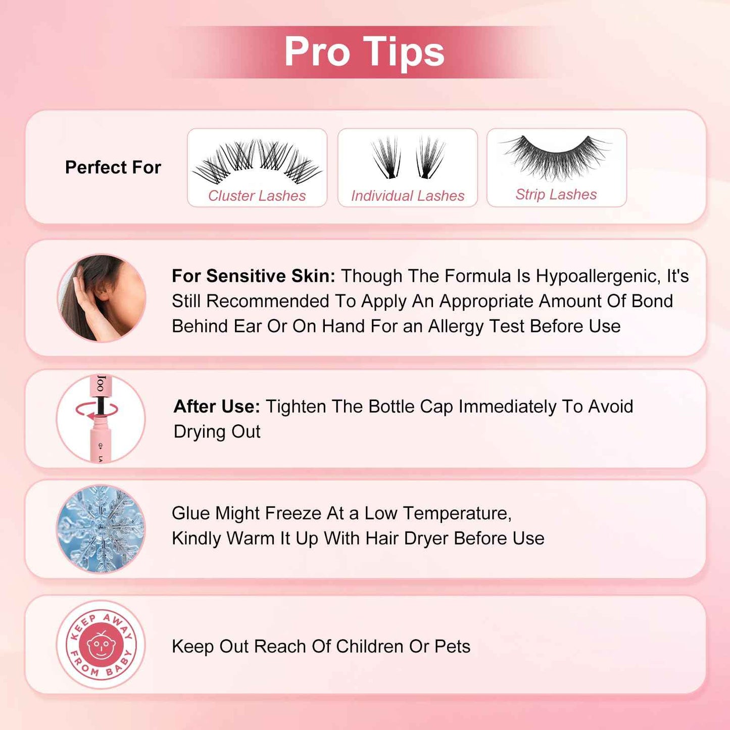 FayJoo Eyelash Adhesive Long Lasting Up to 5 Days, Strong & Flexible Hold Glue for Eyelash Extensions, Hypoallergenic Mild, Waterproof & Quick-Dry, 2 in 1 Bond & Seal for Lash Cluster(5ml+5ml), Black