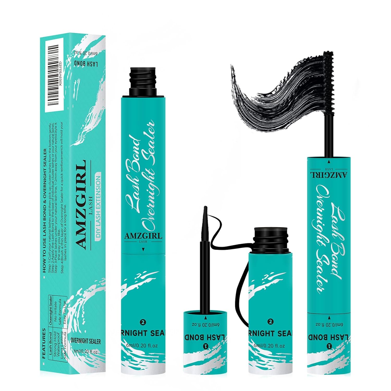 Lash Bond and Seal Eyelash Cluster Glue House of Lash Clusters Mascara Wand Glue 10ml Long Lasting 72 Hours Black Cluster Lash Glue + Lash Seal 2 in 1 Lash Clusters at Home By AMZGlRL(Black)