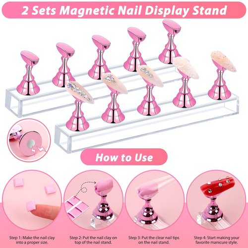 600PCS Clear Coffin Nail Tips Set with Glue, Display Stand & Nail Tools - Qinzave Acrylic Full Cover