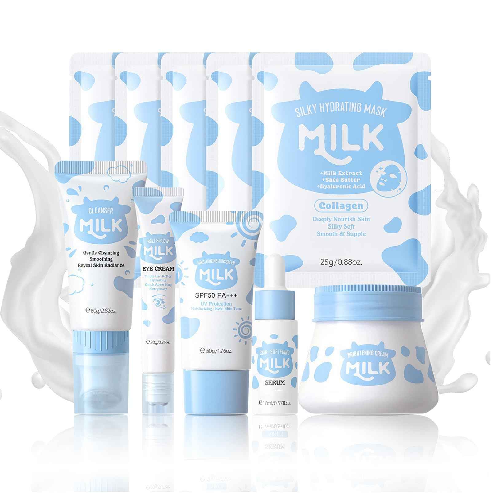 Milk Skincare Sets for Teen Girls,10IN1 Skin Care for Teens 10-12,Milk Skin Care Routine Kit for Women,Girls 10-12,Teen Skin Care Kit,Mother Day Gifts,Moisturizing & Gentle (One Size, Milk StyleB)