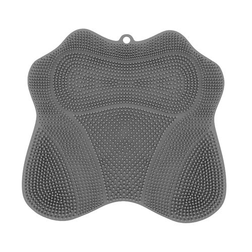 COVEDOT Dual-Sided Silicone Shower Foot Scrubber Mat – Foot Scrubber in Shower for Deep Cleaning & Exfoliation | Wall-Mounted Shower Foot Scrubber Mat & Back Cleaner for Men and Women (Grey, Standard)