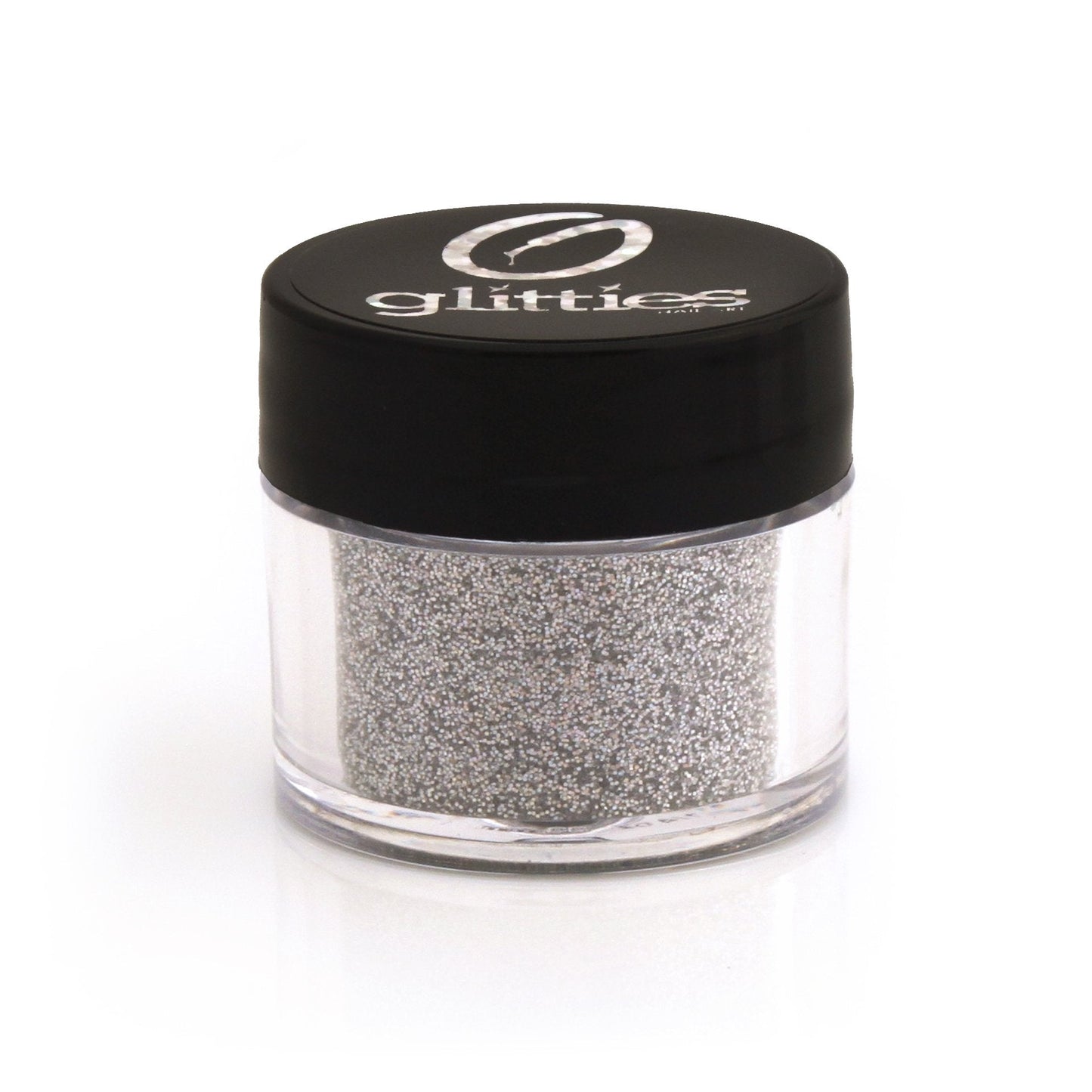 GLITTIES - Crushed Silver Jewel - Cosmetic Grade Fine (.008") Loose Glitter Powder Safe for Skin! Perfect for Makeup, Body Tattoos, Face, Hair, Lips, Soap, Lotion, Nail Art - (10 Gram Jar)