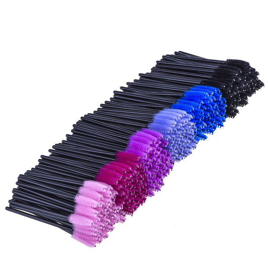 eBoot 300 Pieces Colored Disposable Mascara Wands Eyelash Eye Lash Brush Makeup Applicators Kit (Black Handle, Multicolor Head)