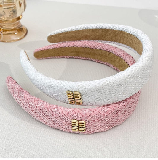 Yazon 3pcs Padded Headbands for Women Girls Solid Fabric Hairbands White Pink Blue Hair Hoops Hair Accesorries (Model B)