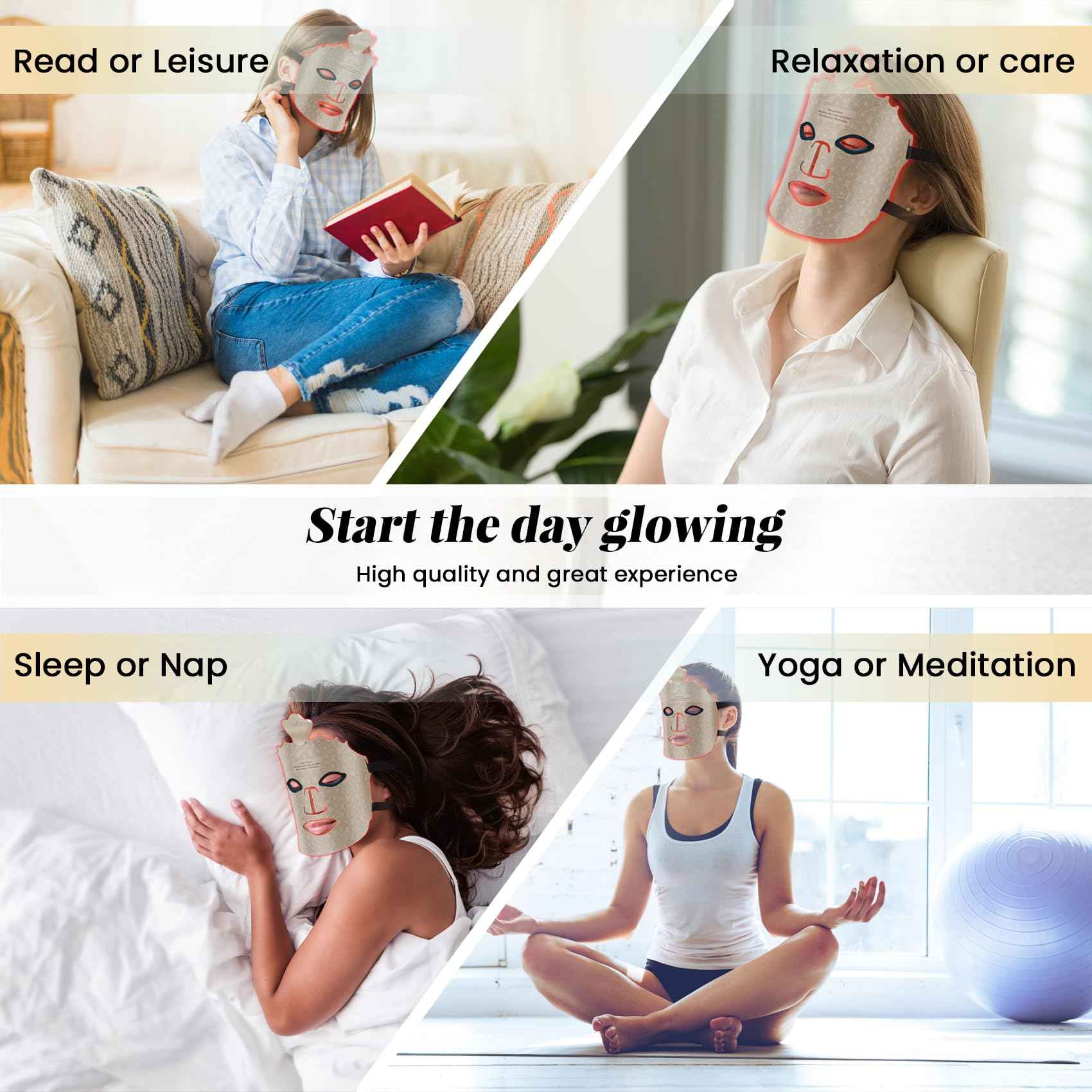 Bestechy Red Light Therapy Mask for Face, Led Face Mask Light Therapy, 7 Color Red Light Therapy Mask, Silicone Face Mask Skin Care at Home with Eye Protection Cushion for Anti Aging Wrinkles