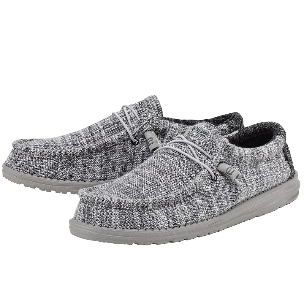 Hey Dude Men's Wally Stretch Fleece Grey Size 7 | Men’s Shoes | Men's Lace Up Loafers | Comfortable & Light-Weight