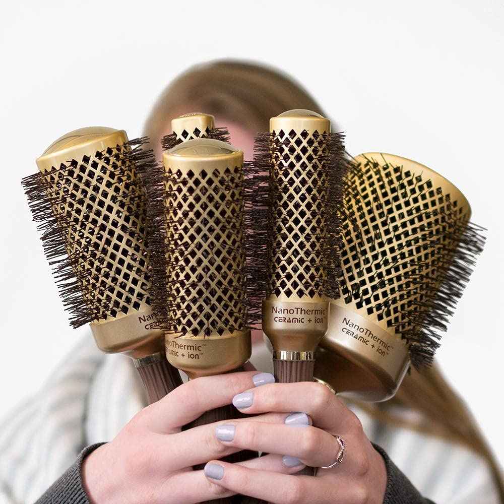 Olivia Garden NanoThermic Ceramic + Ion Round Thermal Hair Brush - Not Electrical - Professional Blowout Brush for Normal to Thick Hair - 2 3/4"-Diameter Barrel - NT-64