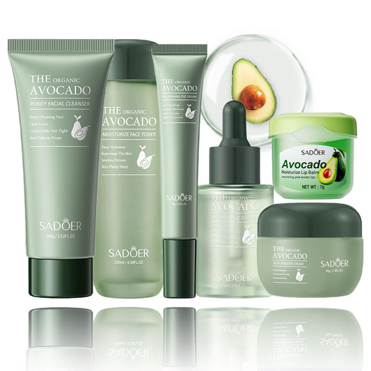 Rosarden Avocado Skincare Set, 6-In-1 Skincare Gift Set With Facial Cleanser, Face Serum, Face Cream, Eye Cream, Toner & Lip Balm, Anti-Aging Skin Care Kit For Women, Birthday Gifts Set For Teen Girls