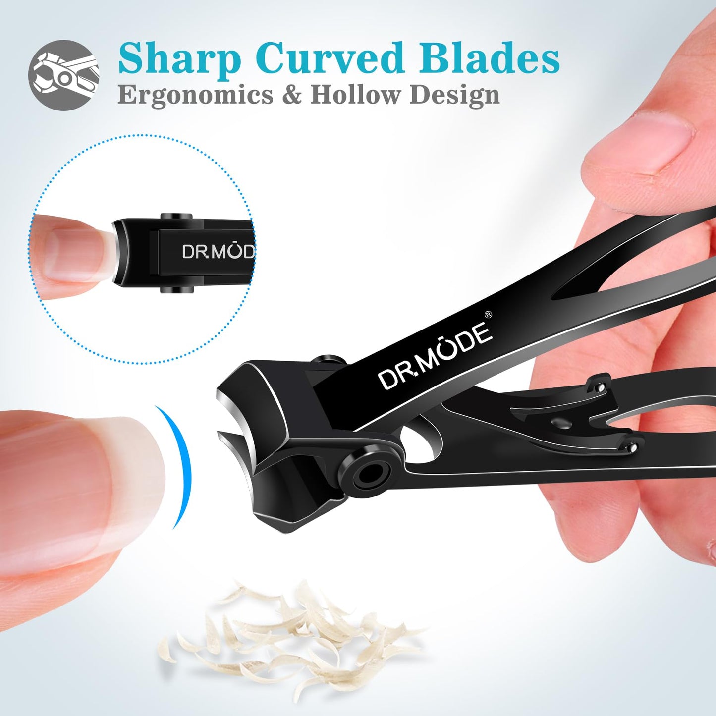 DRMODE Nail Clippers for Men Thick Nails, Heave Duty Sharp Toe Nail Clippers 16MM Wide Jaw Opening, Large Toenail Clippers for Seniors for Thick Toenails Long Handle with Nail File