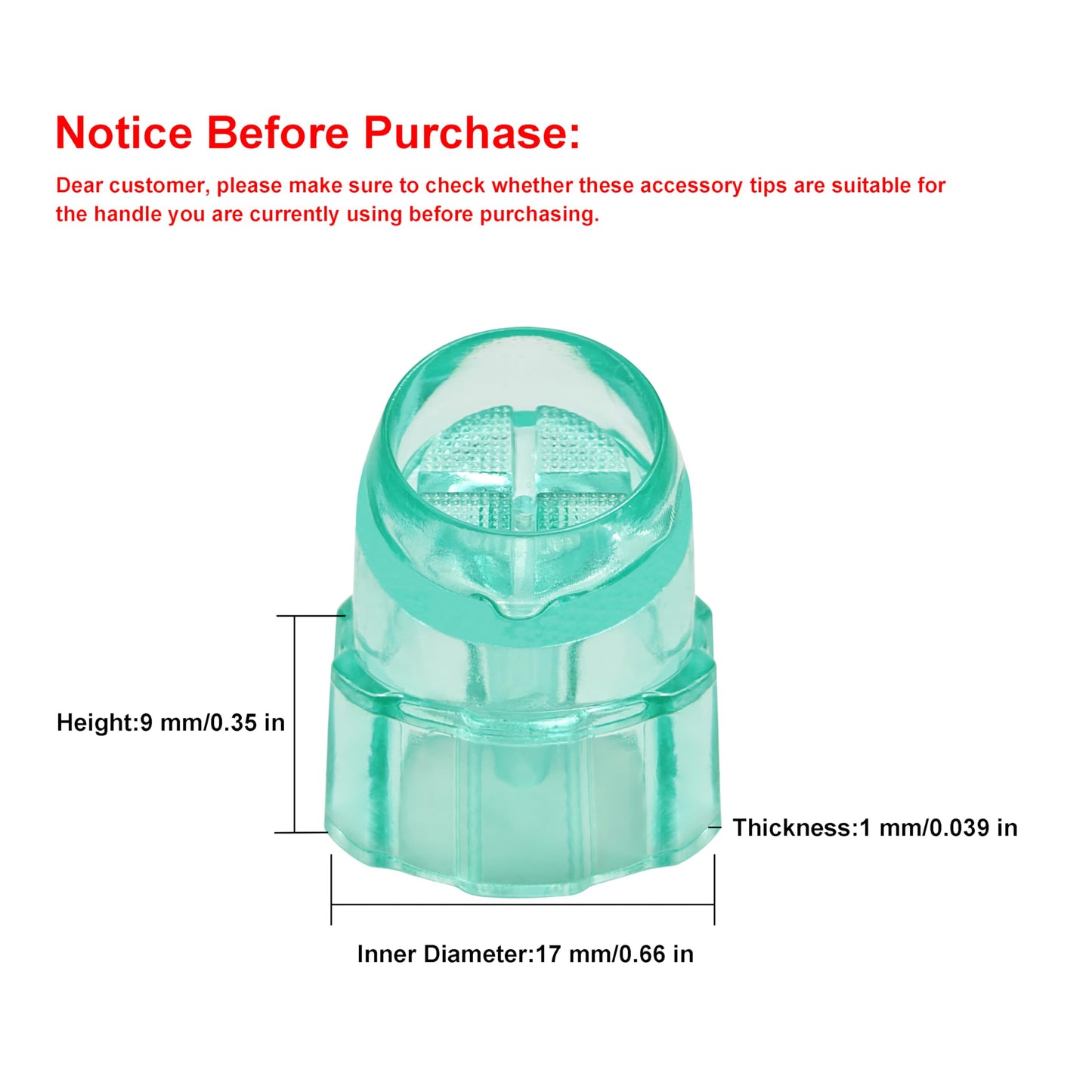 Elitzia 8pcs Professional Vortex Skincare Tip Set Multi-Shape Exfoliating Skin Cleaning Heads for Hydradermabrasion Machines (Cyan)