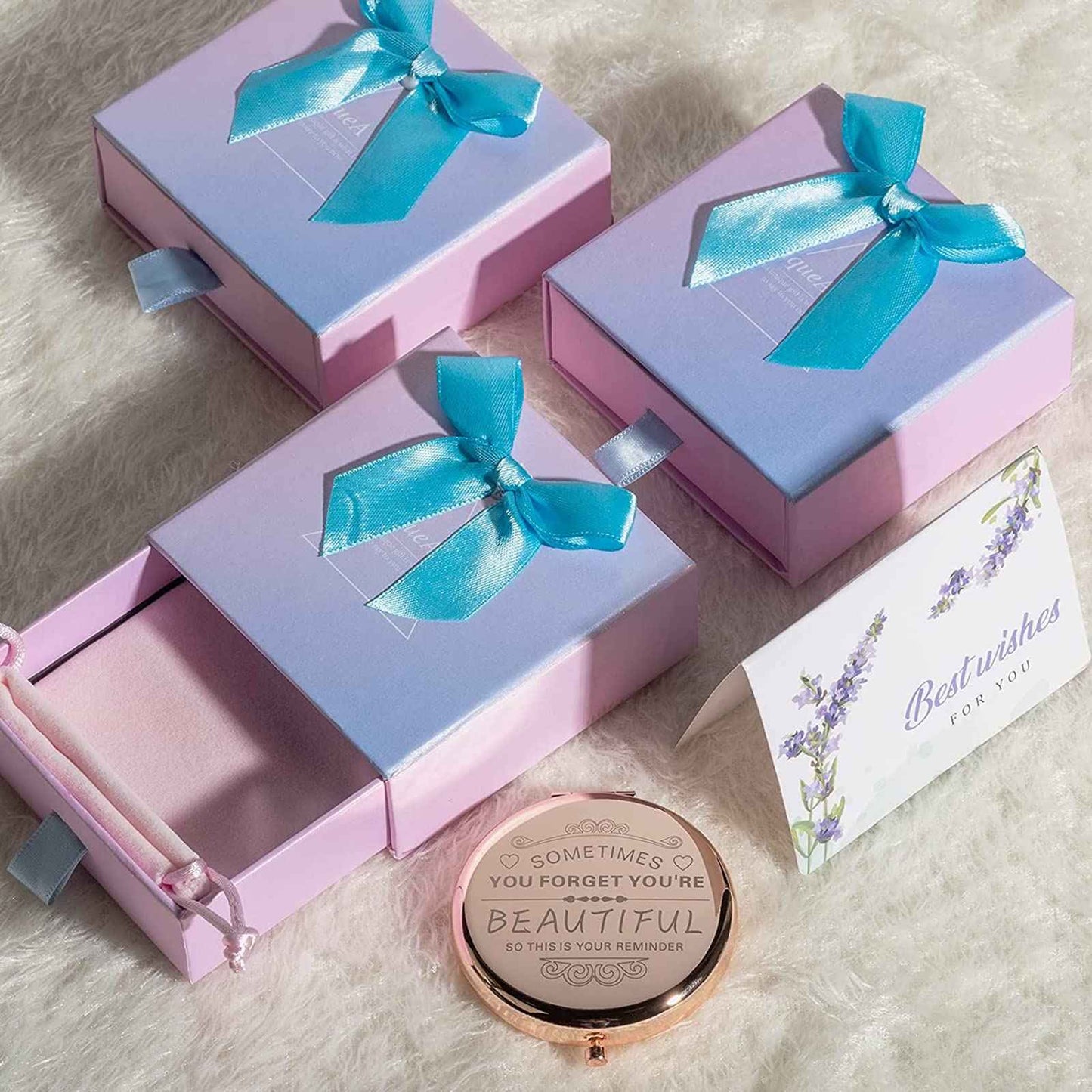 Birthday Gifts for Women－Compact Makeup Mirror,Gifts for Women, Festival,Valentine's Day,Christmas,Mother's Day, Graduation Party,The Gift for mom,Wife,Sister,Daughter,Friend,Classmate … (2-Rose gold)