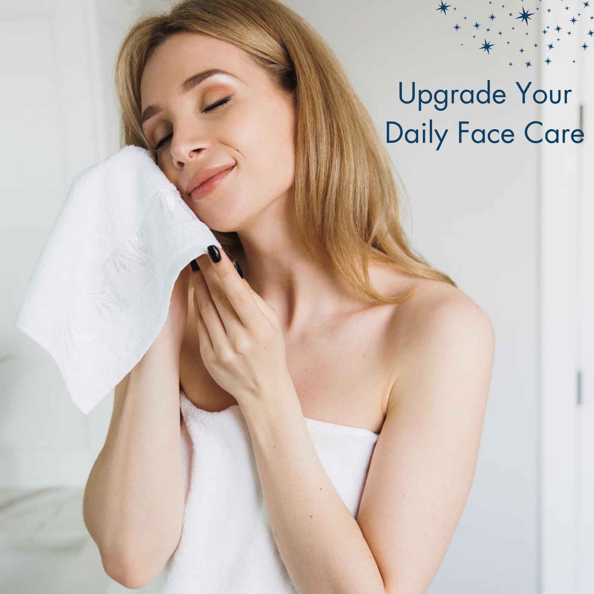 Marmaris Co. Set of 6 Luxury Wash Cloths for Your Face Viscose Bamboo & Turkish Cotton, White Wascloths