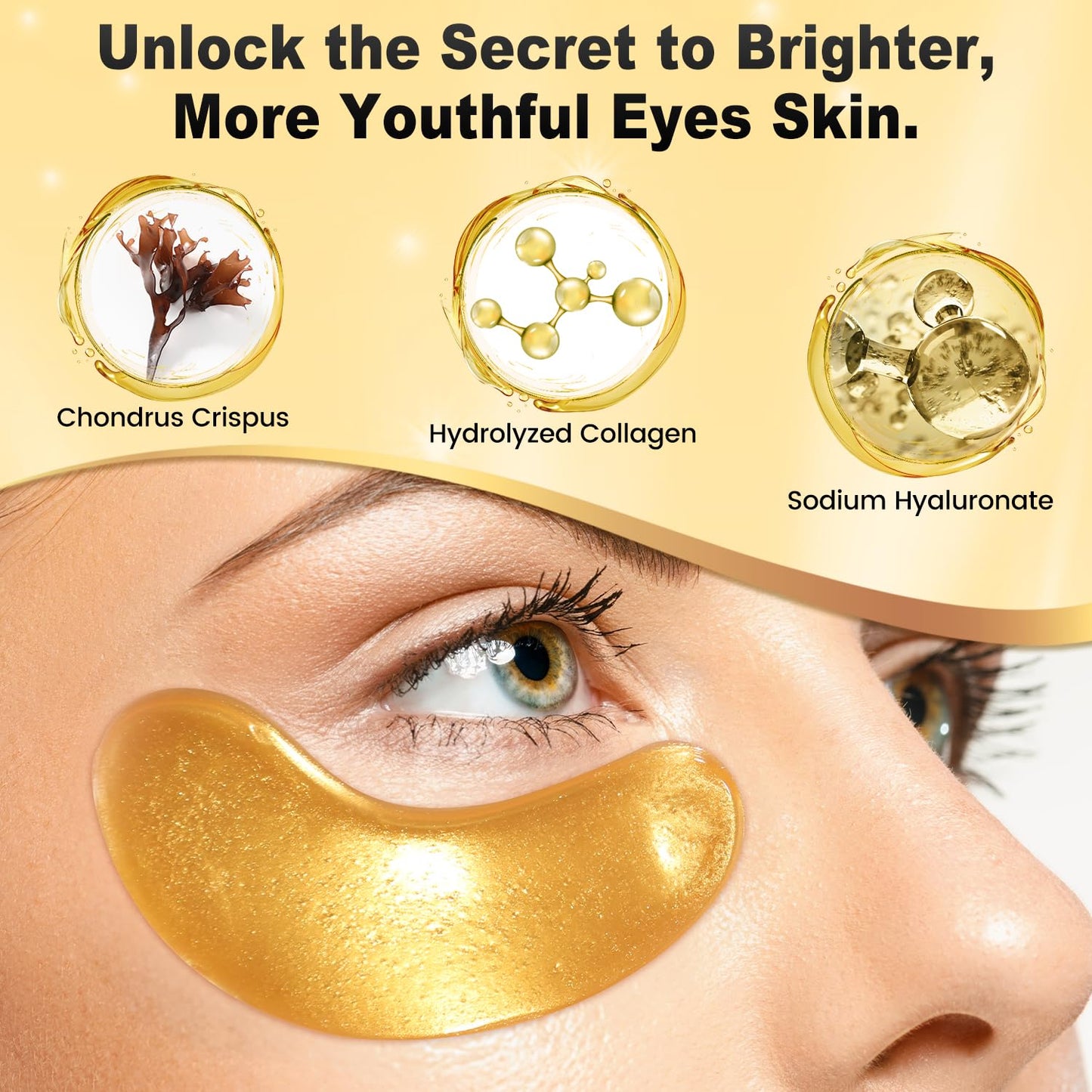 Under Eye Patches (36 Pairs) - 24K Gold Eye Masks Treatment for Eye Bags, Puffy Eyes & Dark Circles - Nourishing Skin Care Product - Birthday Gifts for Women - Vegan & USA Tested