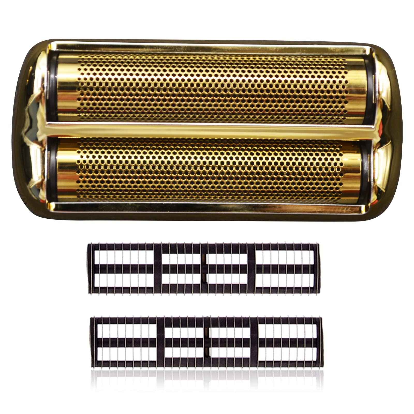 Replacement Foil and Cutter Head Compatible with Babyliss Foil Shaver, Double Foil Shaver Replacement Head, Replacement Head Compatible with BaBylissPRO Barberology FXFS2 Electric Razors(Gold)