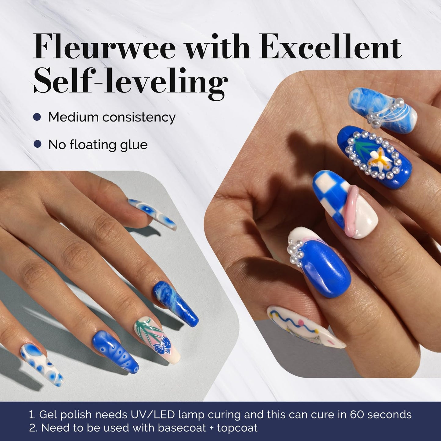 MelodySusie Fleurwee Plant-based UV Gel Nail Polish, Hema Free, 21 Non-Toxic, Royal Blue P40, Long Lasting No Chip, Summer Color 2024 Finger Toe Nail Polish, Nail Art Salon Manicure at Home, 0.5 Fl Oz