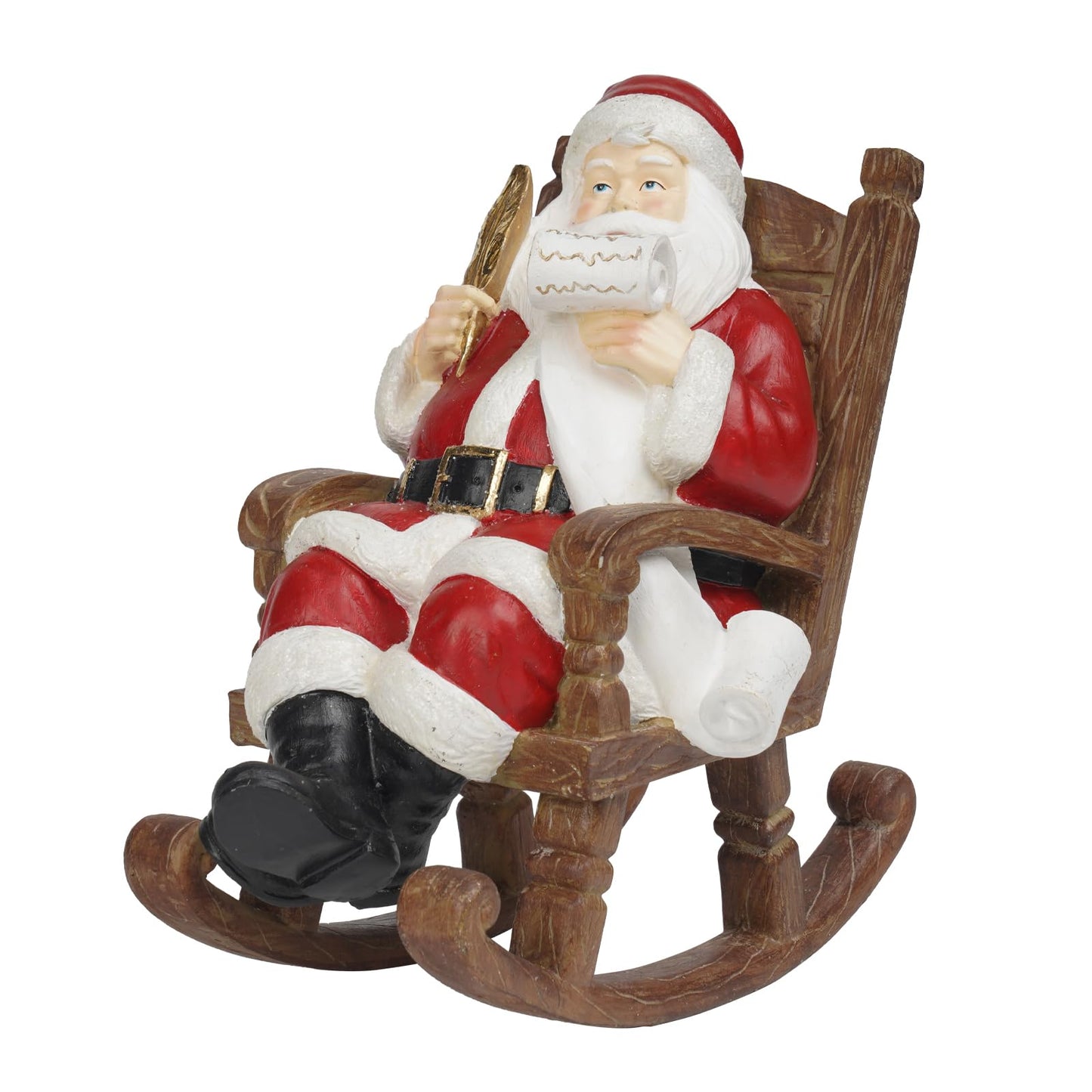 Christmas Santa Claus Figure Christmas-Decoration - Santa Sitting on Rocking Chair Figure 9.5*6*9.5 in Merry Christmas Xmas Gift Resin Holiday Statue for the Mantle Farmhouse Decor Newman House Studio