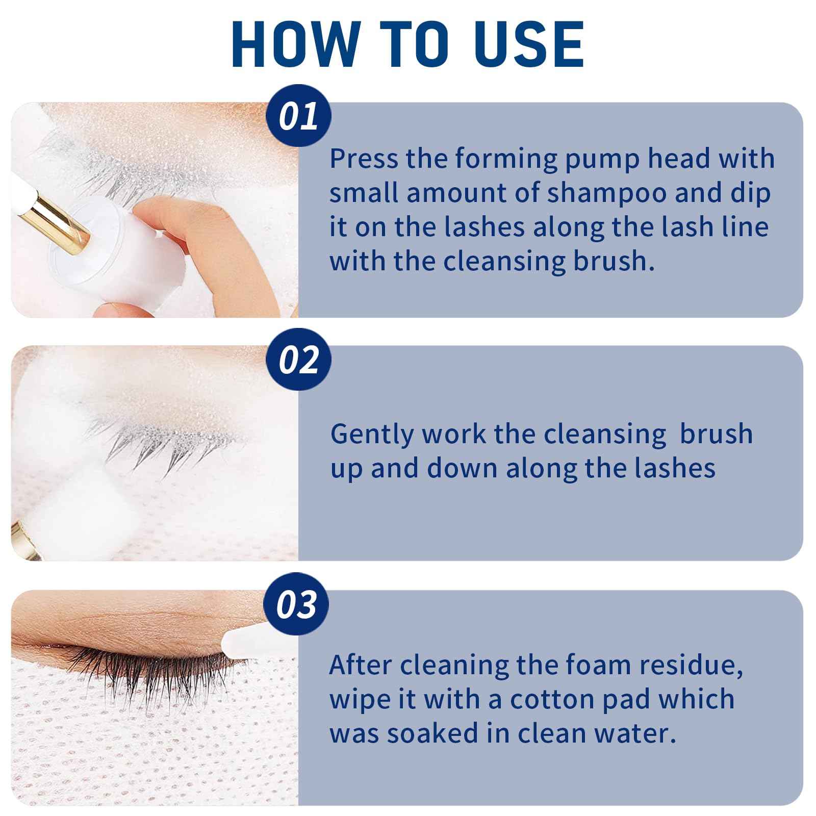 Lash Shampoo Bulk, Eyelash Cleanser for Extensions 1 Liters, Safe Makeup Remover, Non-irritating or Burning Formula Eyelid Foaming Cleanser for Professional Salon and Home Use (Ocean-1L)