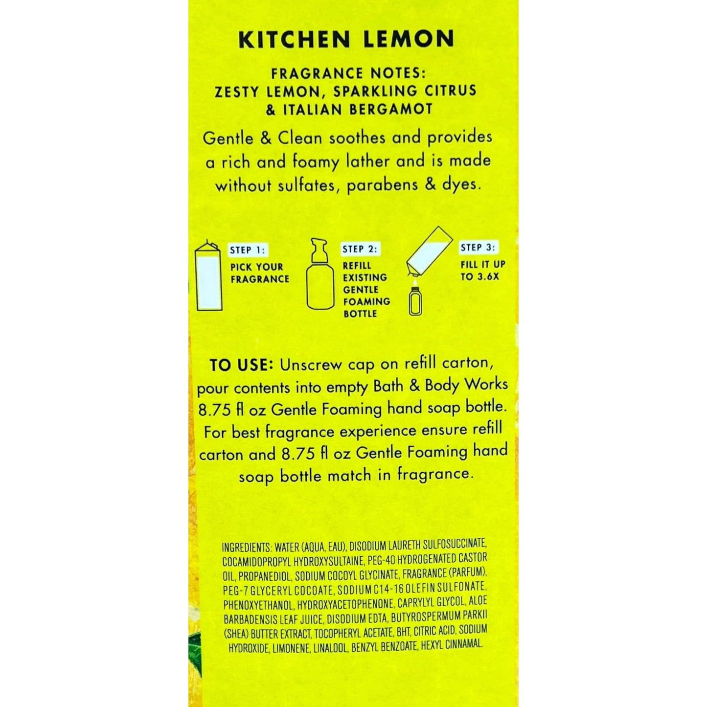 Bath & Body Works Kitchen Lemon Refill Gentle & Clean Foaming Hand Soap, 32 fl. oz. (Kitchen Lemon)