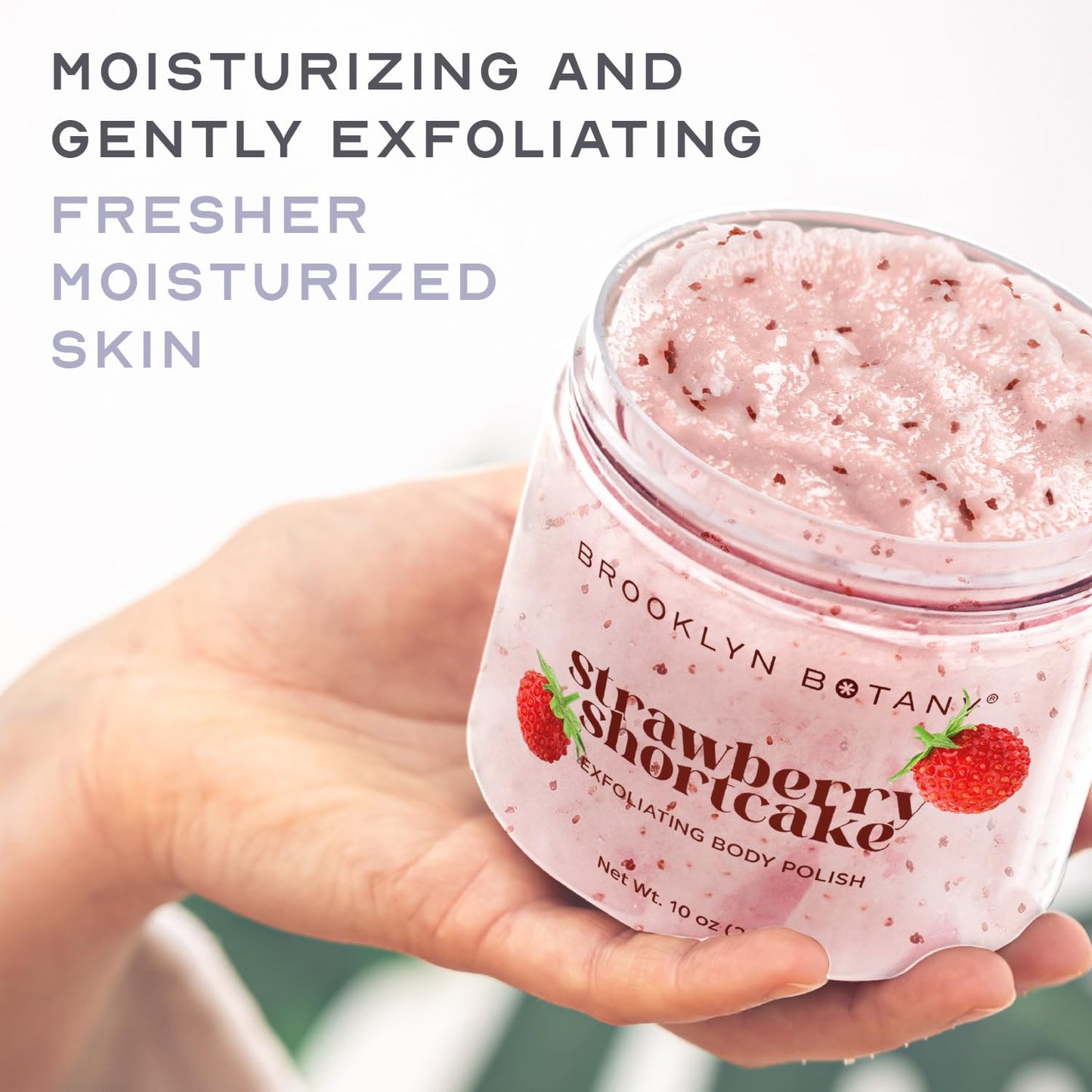 Brooklyn Botany Strawberry Shortcake Body Polish for Skin Care – Moisturizing and Gently Exfoliating Body Moisturizer Lotion for Smoother, Softer Skin – 10 oz