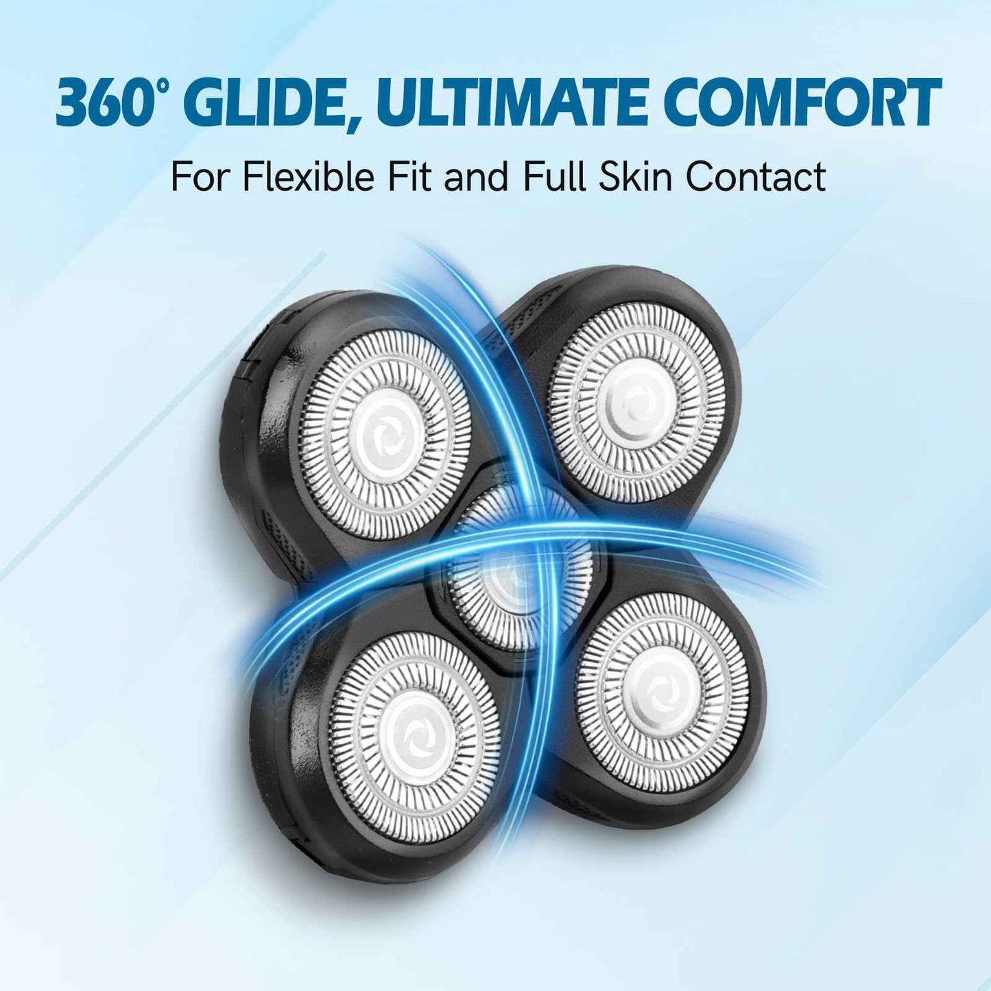 5 Pack Replacement Blades for Freebird Head Shaver | 5-Blade Electric Razor Refills for Bald Men Freedom Grooming + 1 Cleaning Brush