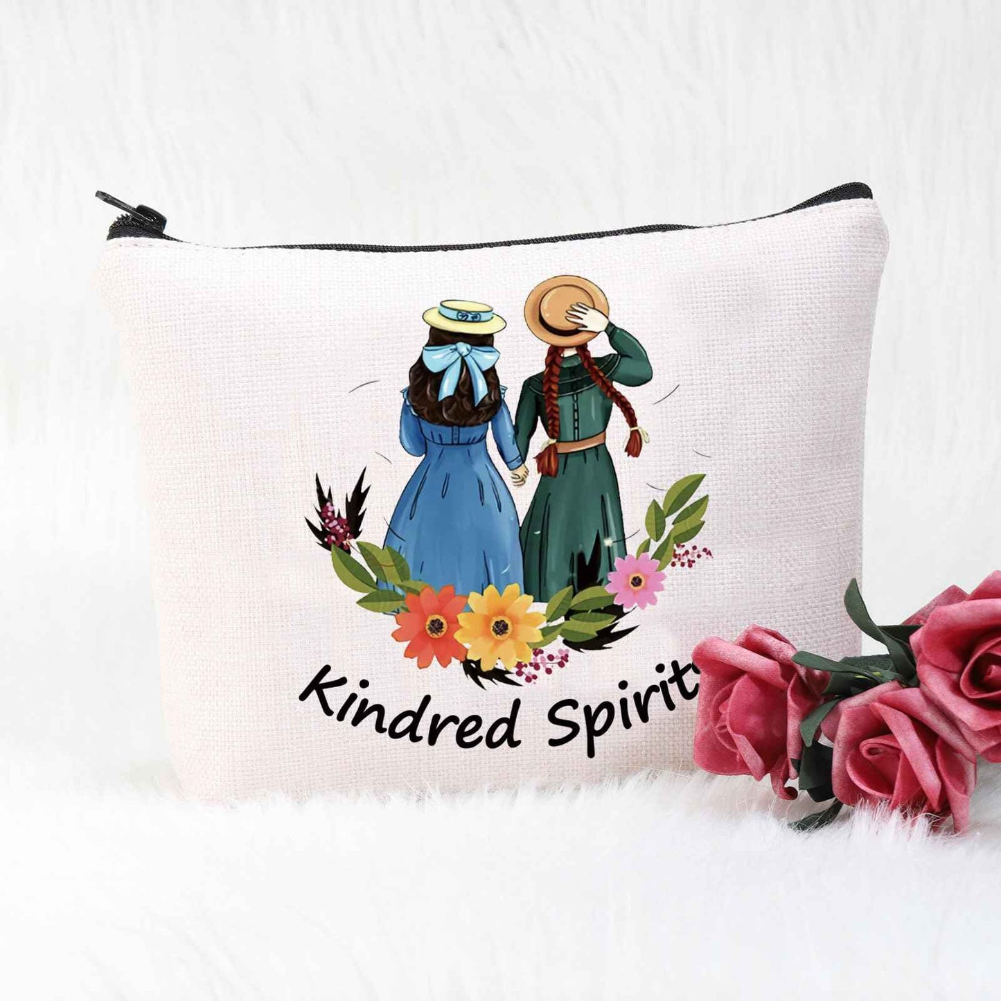 POFULL Kindred Spirits Cosmetic Bag Anne Green Gift Book Lover Gift Friendship Makeup Bag (Kindred Spirits)