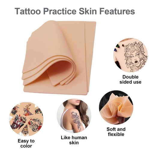 Autdor 3MM Fake Skin - 20Pcs Tattoo Skin 6×8" Blank Tattoo Practice Skins Double Sides Piel Sintética Para Tatuar Microblading Eyebrow Practice Skins for Tattooing Supplies Beginner Experienced Artist