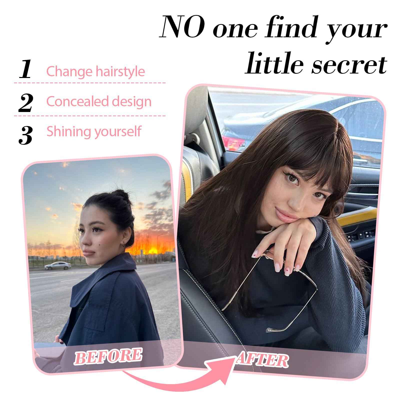 Megito 18inch Hair Topper with Bangs Synthetic 6.5"X6.5" Big Base Cover Clip in Hairpieces for Women with Thinning Hair Add Volume Daily Use(Brown Blonde with Dark Root)