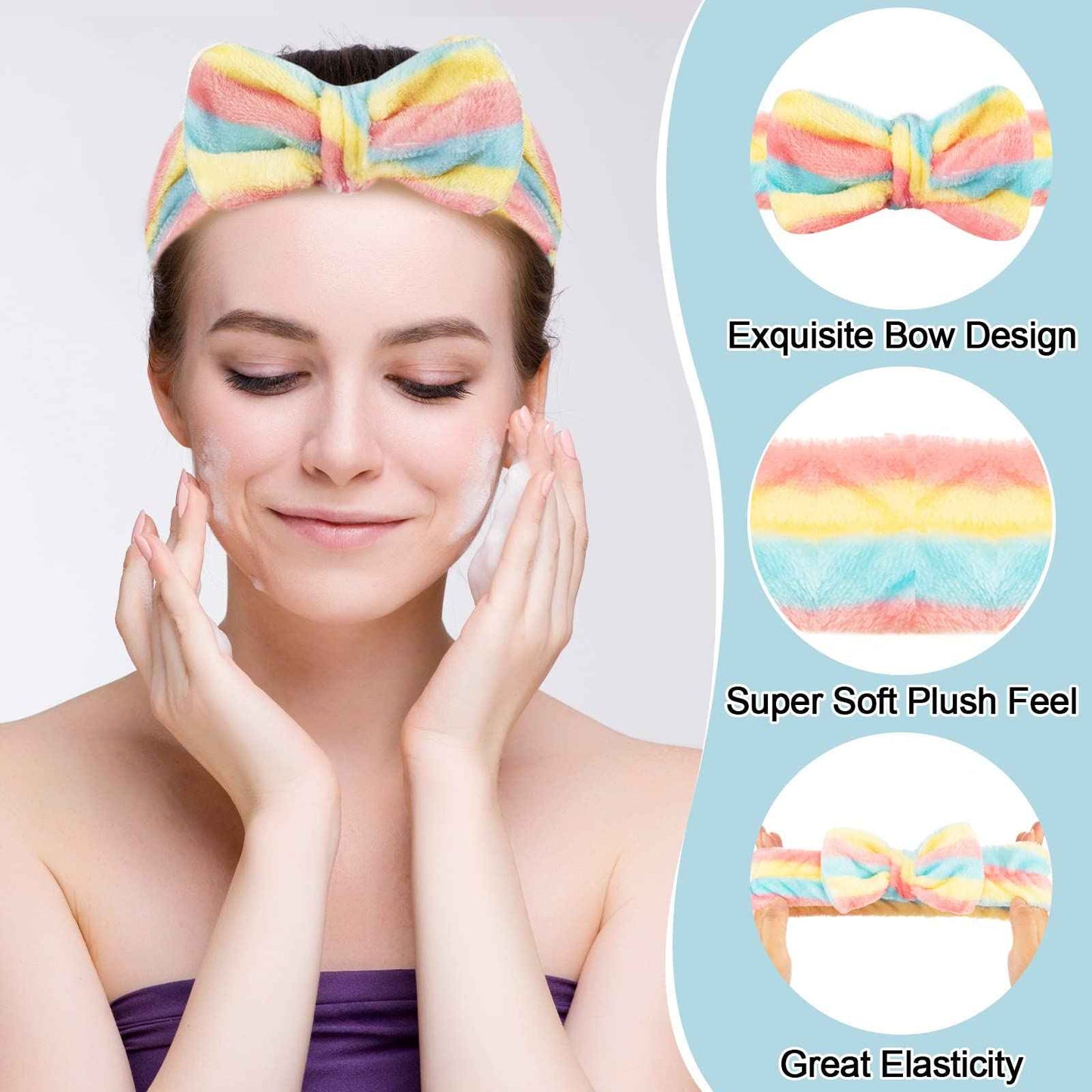 Yunsailing 36 Pcs Spa Headband Set, Women Winter Makeup Headband Bulk, Soft Flannel Towel Skincare Bow Hairband, Girls Face Washing Head Wraps, Ideal Gift for Spa, Yoga, Mask, Shower, Daily Use