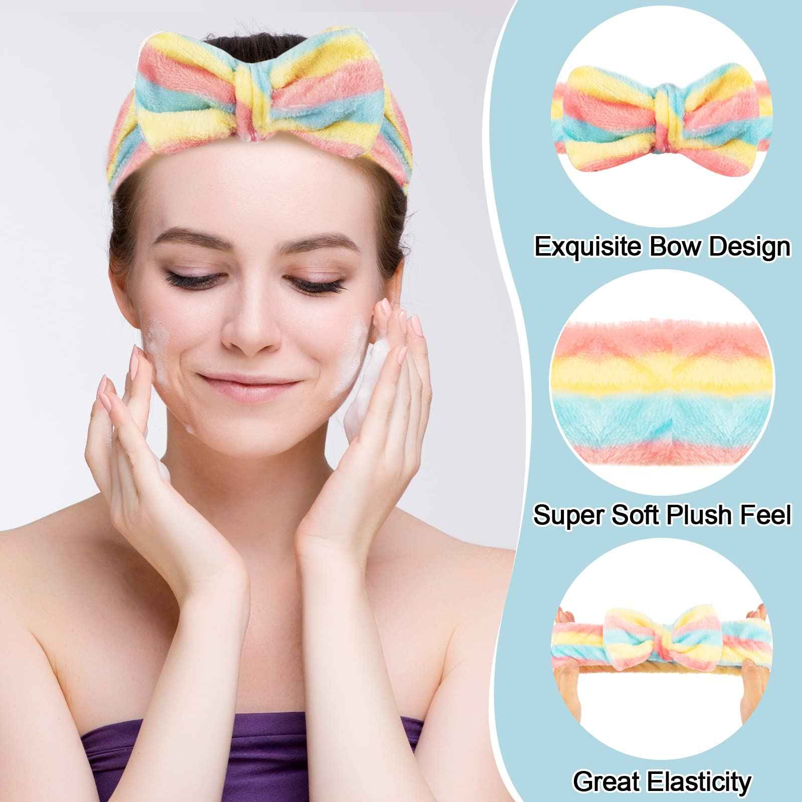 Yunsailing 36 Pcs Spa Headband Set, Women Winter Makeup Headband Bulk, Soft Flannel Towel Skincare Bow Hairband, Girls Face Washing Head Wraps, Ideal Gift for Spa, Yoga, Mask, Shower, Daily Use