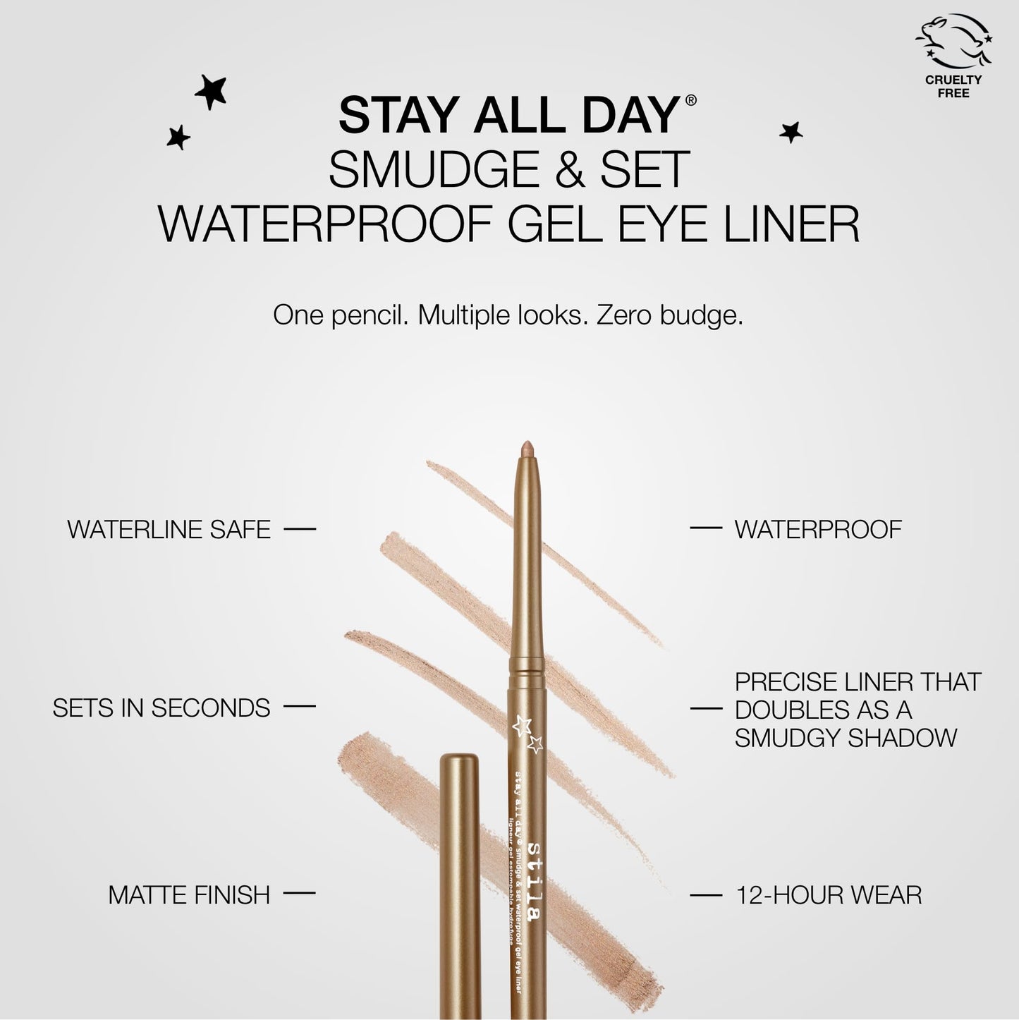 stila Stay All Day® Smudge & Set Waterproof Gel Eye Liner | Waterline-Safe, Long-Lasting Color Wear, Smooth Glide Eyeliner Pencil or Eyeshadow | Cashmere