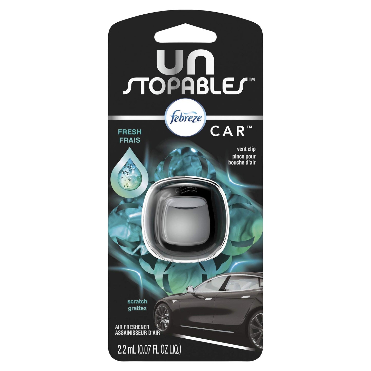 Febreze Unstopables Car Odor-Eliminating Car Freshener Vent Clip Fresh, .07 fl oz. Car Vent Clip