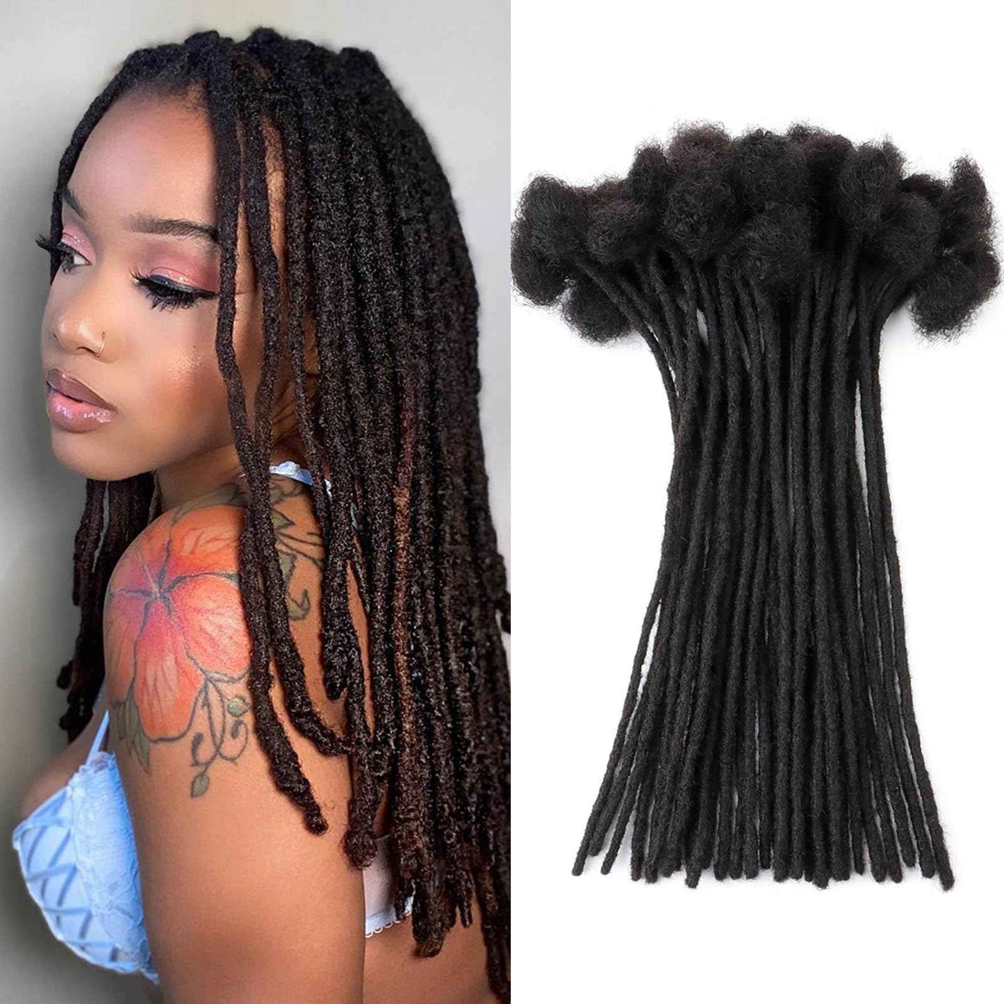 Loc Extensions Human Hair 0.4cm&0.6 cm&0.8cm width 4-18inch 10, 20, 40, 100 strands 100% Human Hair Locs Extensions for Men Women Natural Dreadlocks Can Be Dyed Bleached Curled 0.4cm 8inch 30 Strands