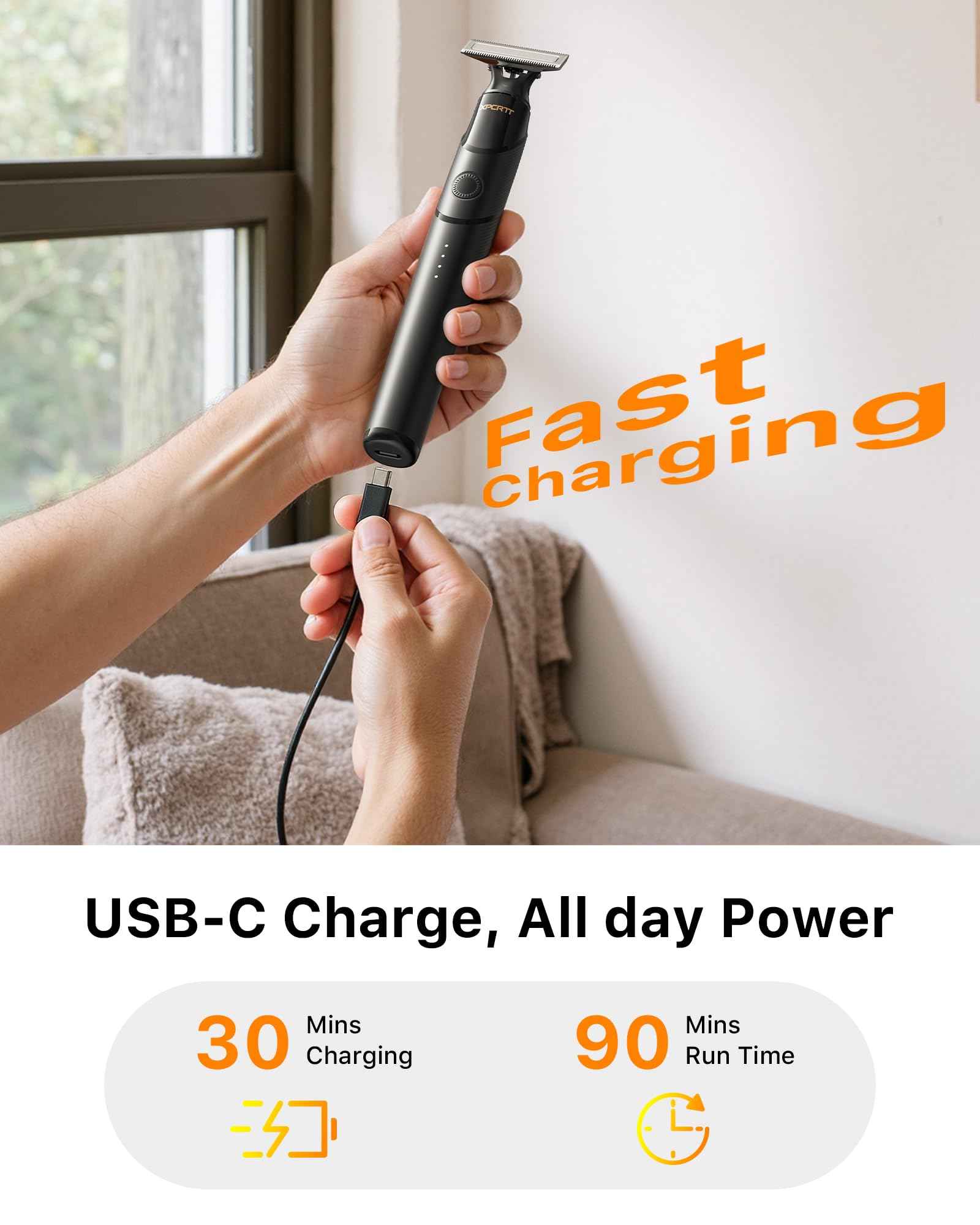 Trimcoo [2025 Upgraded Beard & Body Hair Trimmer for Men [All-in-One] USB-C Fast Charging, Groin & Ball Hair Painless Electric Shaver, Travel Razors, Waterproof Wet/Dry Groomer, Black(Lite)