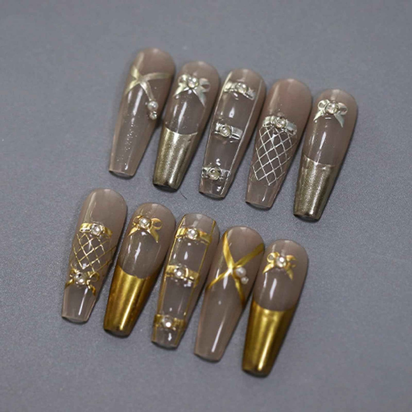 Bowknot Nail Art Stickers 5D Emboss Silver Gold Metal Nail Decals Self-Adhesive Luxury Bling Rhinestone Bow Tie Line Nail Accessories DIY Nail Designs for Women Girls Acrylic Nails Decoration 2 Sheets