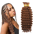 BA #30 Light Brown Deep Wave Human Hair Braiding Bundles 3 x 26 Inch