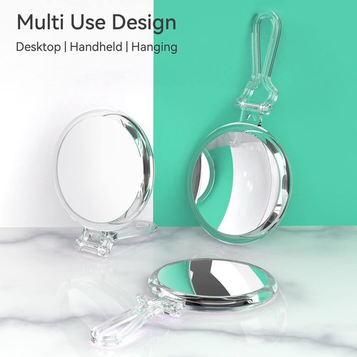 B Beauty Planet 20X Magnifying Home Mirror, Round 5'' Handle for Travel, Double-Sided 1X/20X, Foldable Makeup Mirror, Tabletop Mount