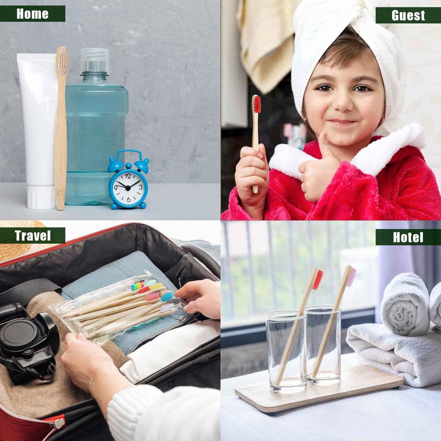 Sieral 120 Pcs Bamboo Toothbrushes Bulk, Soft Bristle Toothbrush for Adults, Natural Wooden Toothbrushes, Vegan Organic Bamboo Travel Tooth Brush, Individually Wrapped for Homeless, 7 Inch 12 Color