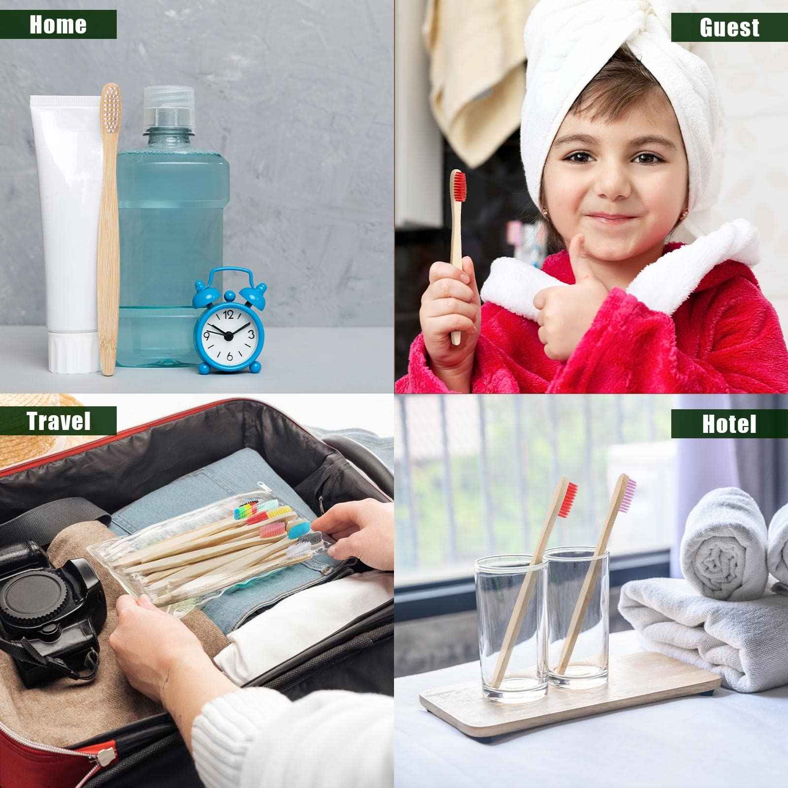 Sieral 120 Pcs Bamboo Toothbrushes Bulk, Soft Bristle Toothbrush for Adults, Natural Wooden Toothbrushes, Vegan Organic Bamboo Travel Tooth Brush, Individually Wrapped for Homeless, 7 Inch 12 Color