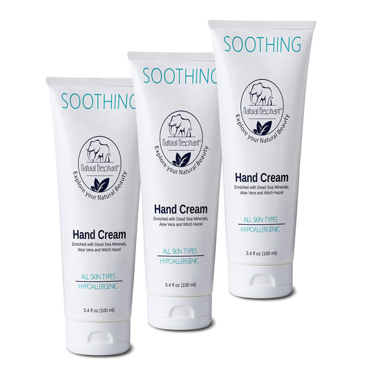 Natural Elephant Dead Sea Soothing Hand Cream with Dead Sea Minerals 3.4 fl oz (Pack of 3)