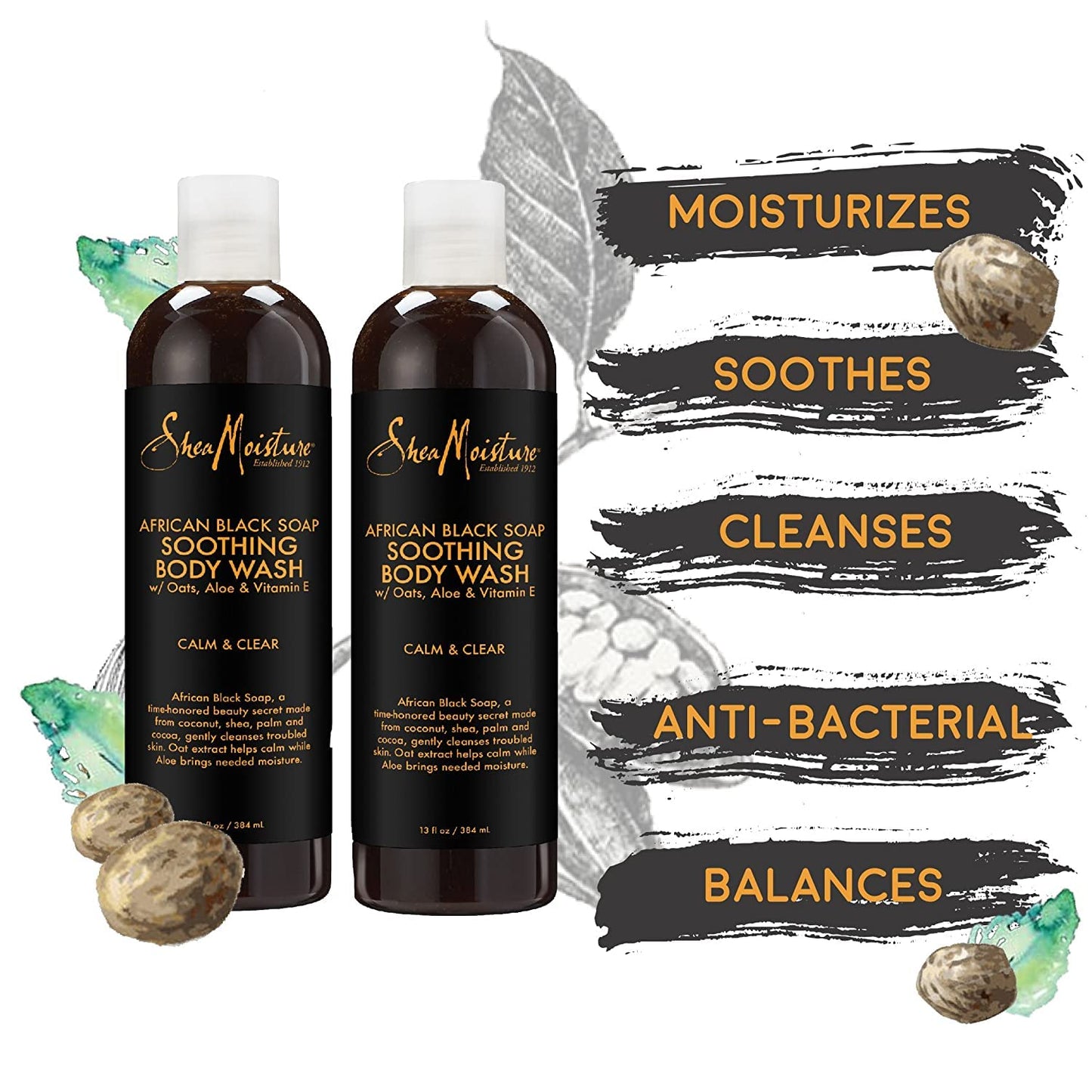 SheaMoisture African Black Soap Body Wash | 13 oz | Pack of 2