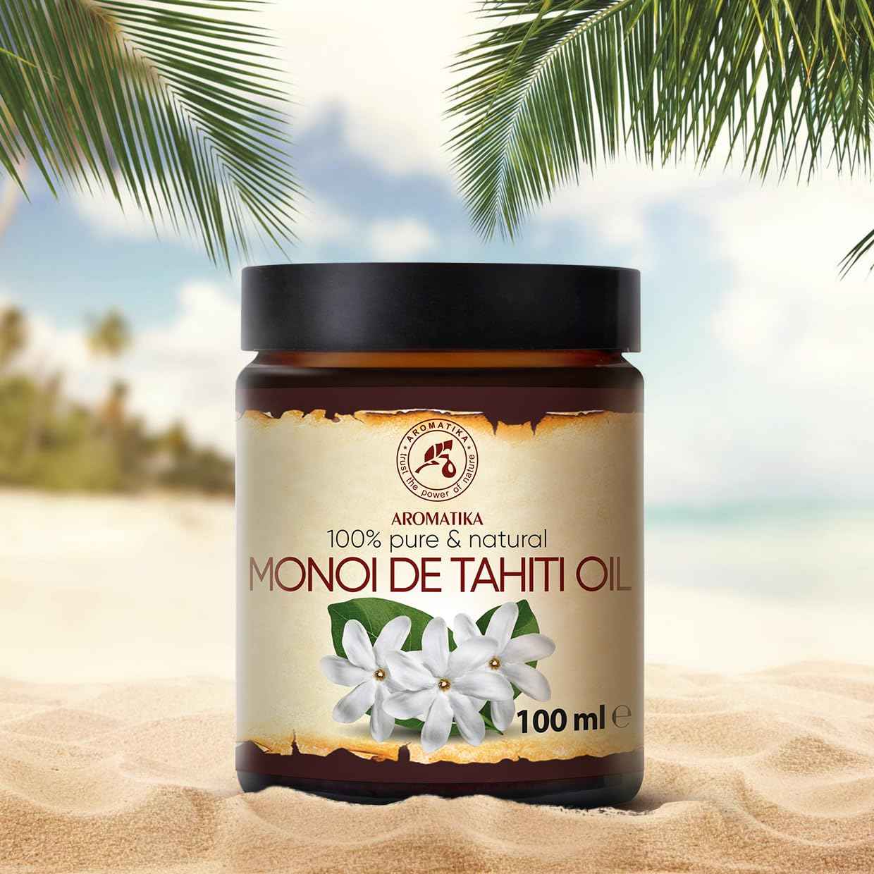 Monoi de Tahiti Carrier Oil 3.4 Fl Oz - Pure Cold Pressed Monoi Base Oil - Cocos Nucifera - Gardenia Tahitensis - Unrefined Carrier Oil for Essential Oils - Face & Body Care - Massage (Pack of 2)