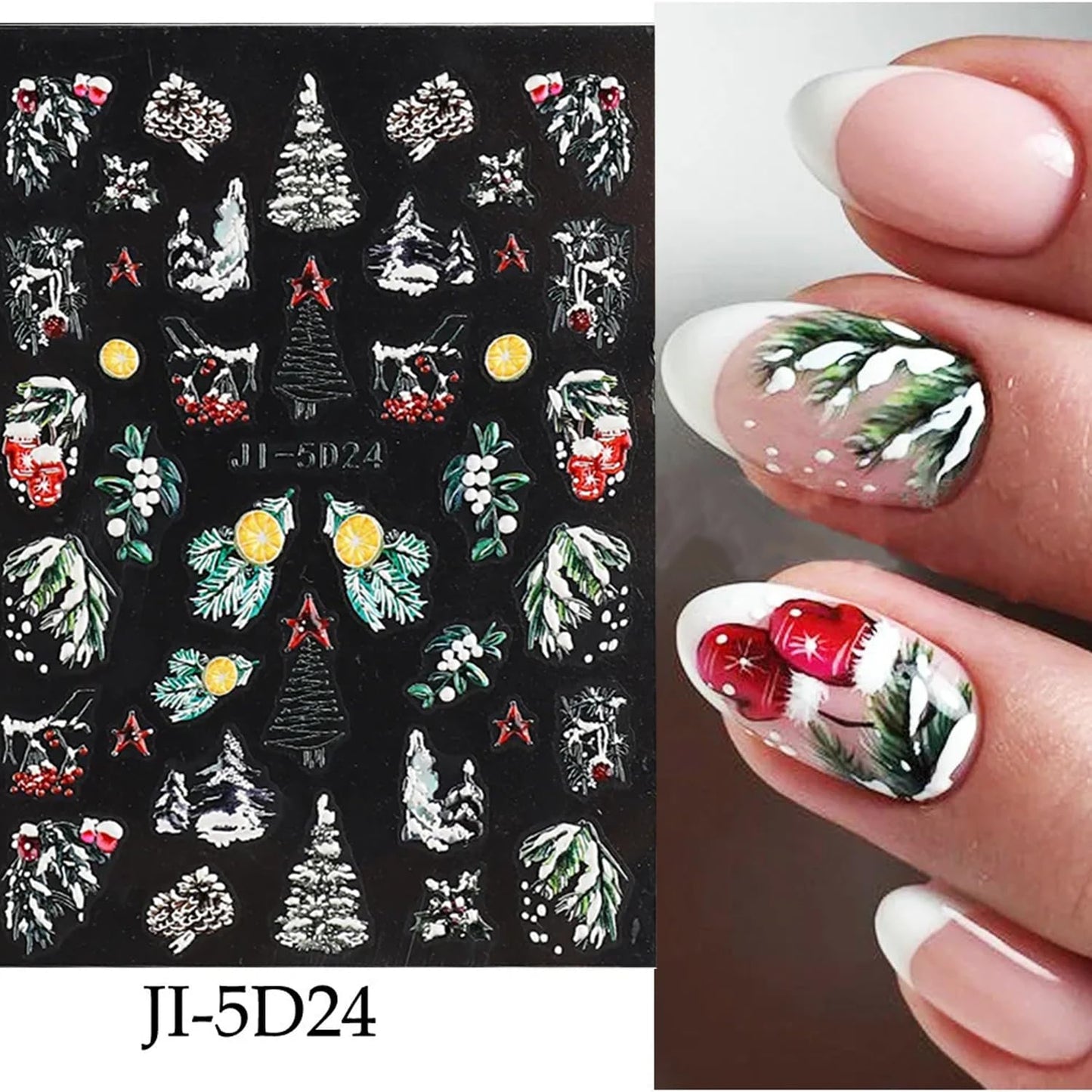 Christmas Nail Art Stickers Decals Deer 5D Embossed Nail Decals 6PCS Santa Claus Winter Snowy Tree Penguin Snowman Christmas Nails Design Holiday Nail Sticker for Manicure Nail Art Decoration Supplies