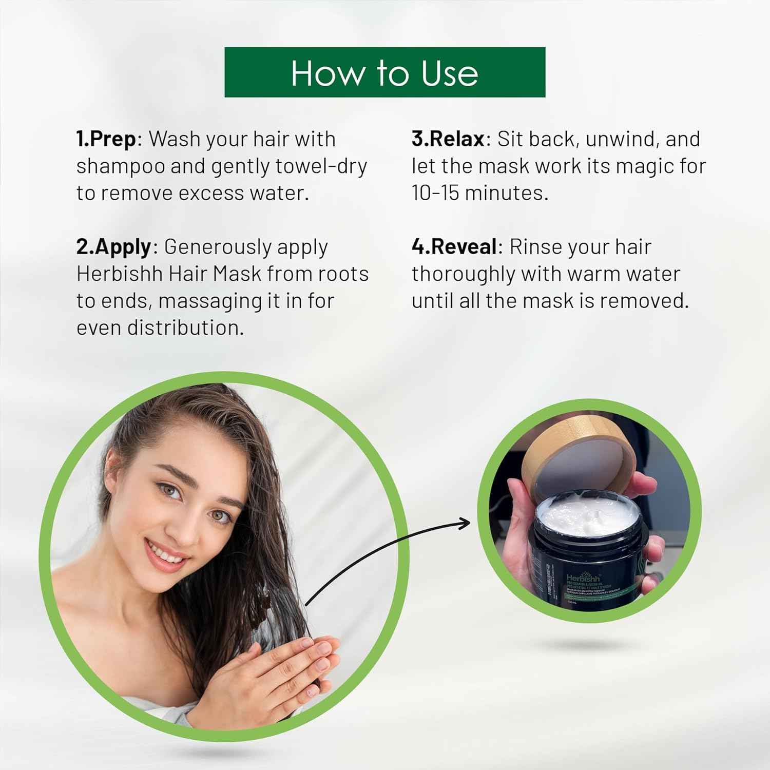 Herbishh Hair Color Shampoo Light Brown Magic Dye for Gray Hair Argan Hair Mask-Deep Conditioning & Hydration For Healthier Looking Hair 150ml