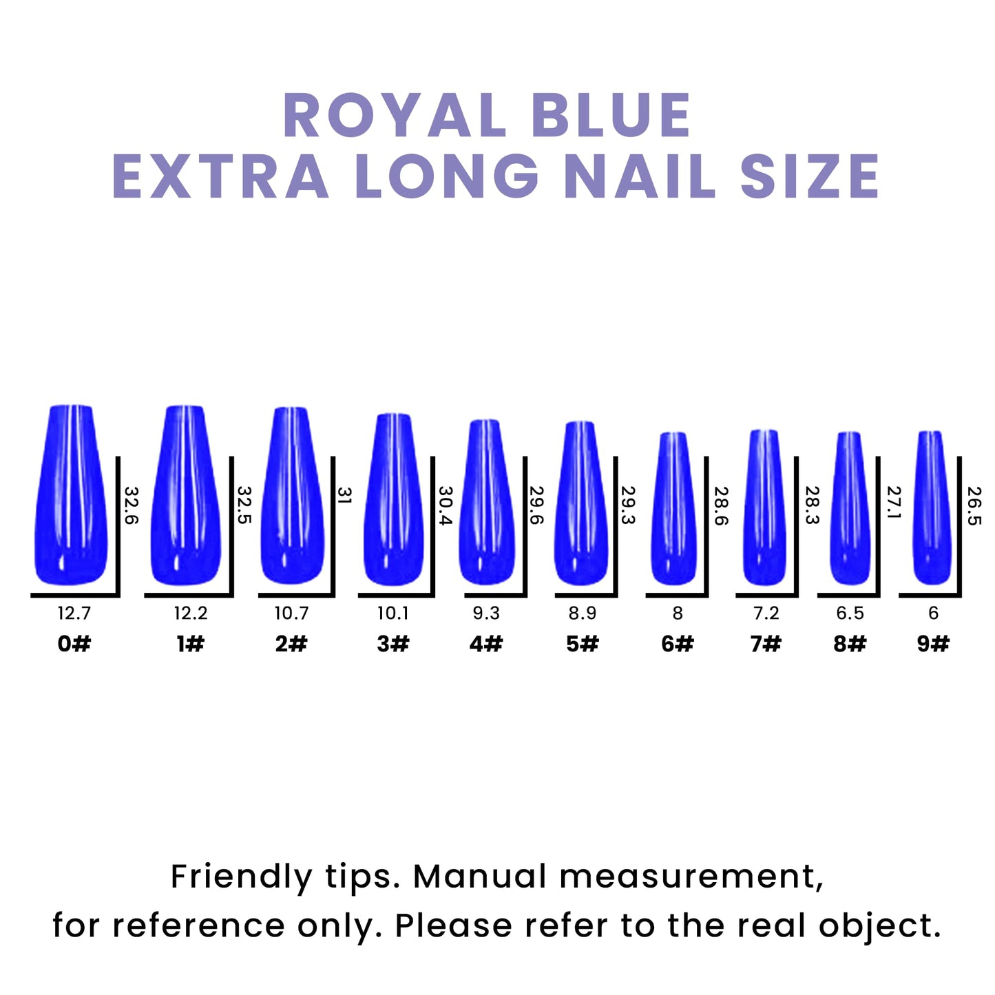 Allkem Press On Nails - Royal Blue Glossy Extra Long Ballerina 2 Set Bundle | 10 sizes - 20 pcs False Nails Full Cover Nail Kit with Glue