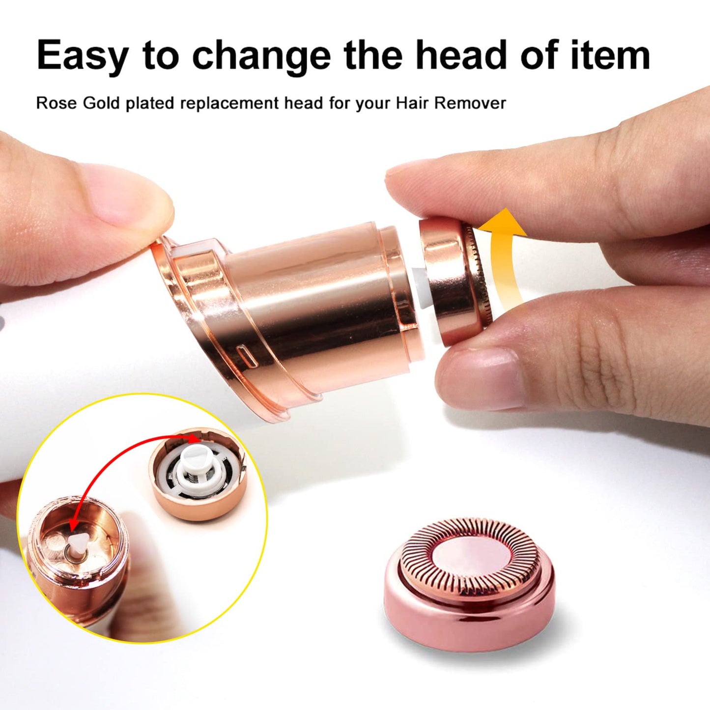 Facial Hair Remover Replacement Heads: Compatible with Finishing Touch Flawless Facial Hair Removal Tool for Women As Seen On TV 18K Gold-Plated Rose Gold (Generation 1 Single Halo)