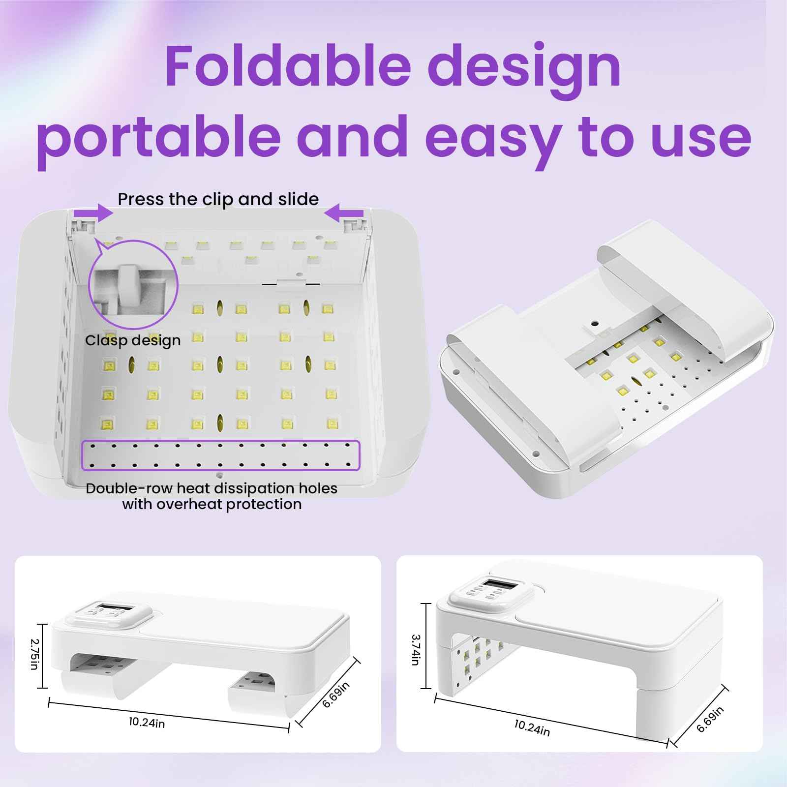 ESUOHYM 180W UV LED Nail Curing Lamp with Auto Sensor & 4 Timer Settings, Professional Gel Nail Dryer Light with Arm Rest, Fast Drying for Gel Polish, Press on Nails, Salon & Home Use