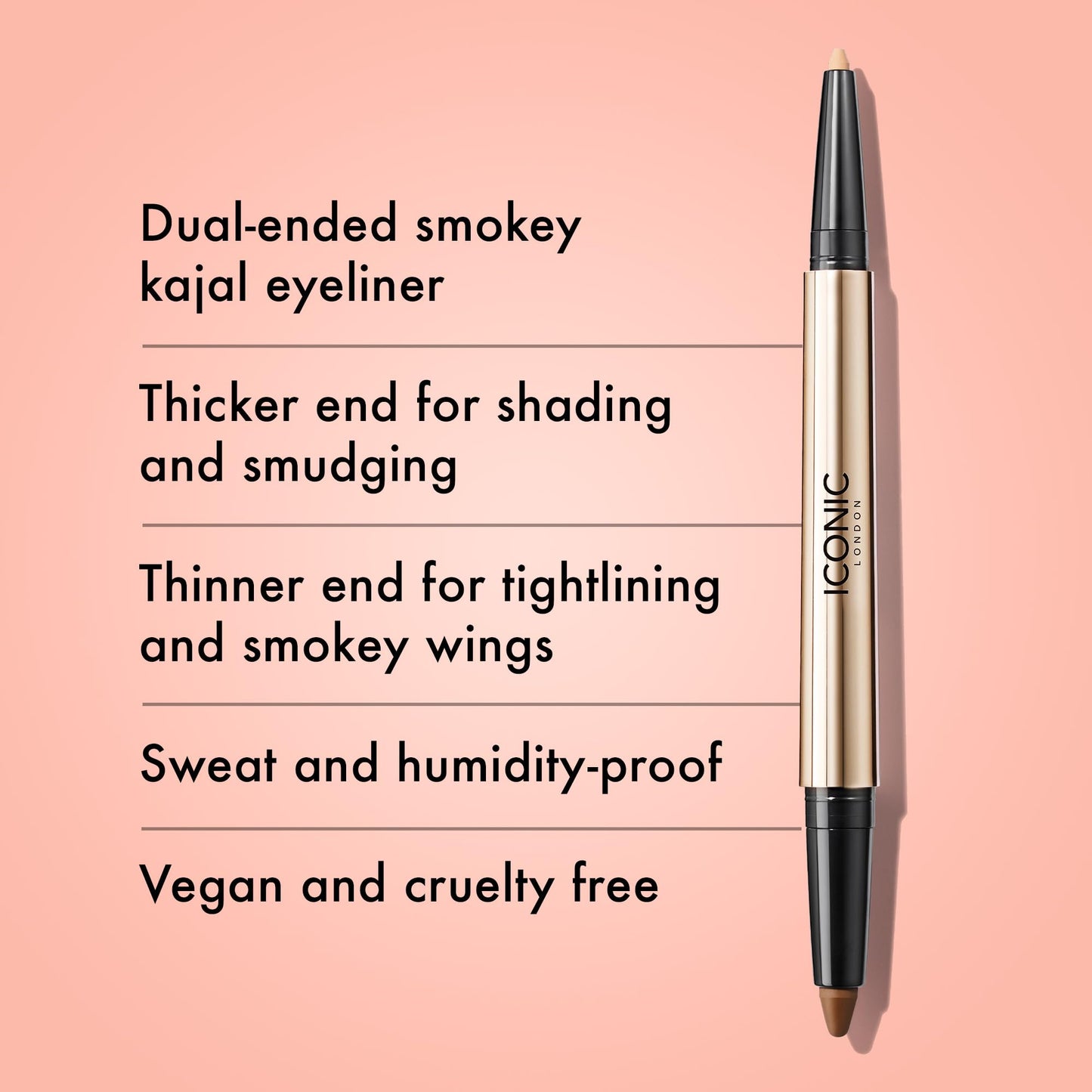 ICONIC LONDON Smokey Eye Duo Eyeliner | Creamy, Easy to Blend 2-in-1 Eyeliner Crayon, Water Resistant, Cruelty Free, Vegan Makeup (Natural Neutral) 0.027 oz