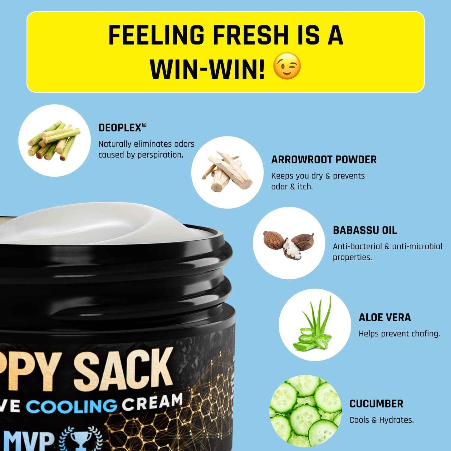 Derm Dude Happy Sack Ball Deodorant Anti Chafing Cream & 3 in 1 Power Wash Set | Mens Body Wash, Shampoo & Conditioner | With All-Natural DeoPlex for Odor Control & Aloe Vera to Hydrate - MVP Scent