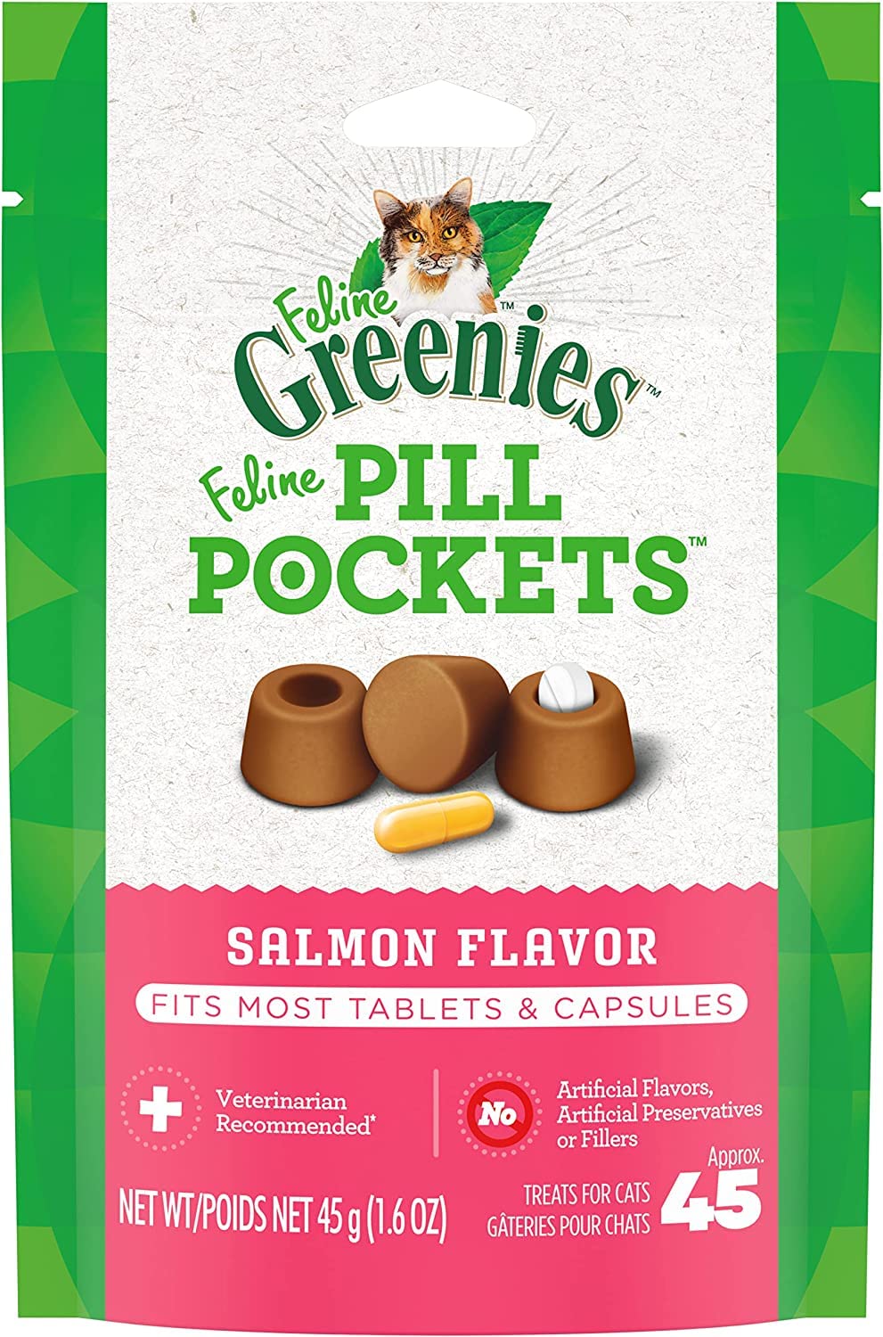 Greenies Pill Pockets Salmon Treats For Cat 45 oz. 1 pk