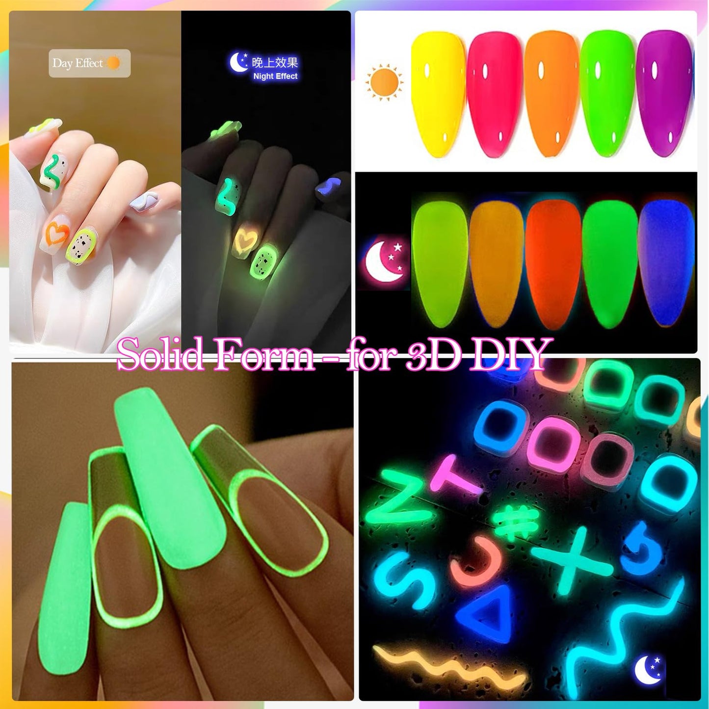 NAILGIL Neon Solid Builder Gel for Nails, Glow in the Dark Fluorescent Green Sculpture 3D Gel Nail Art for Women Summer Hot Colors, Non-Stick Hand LED/UV Needed -15g ﻿